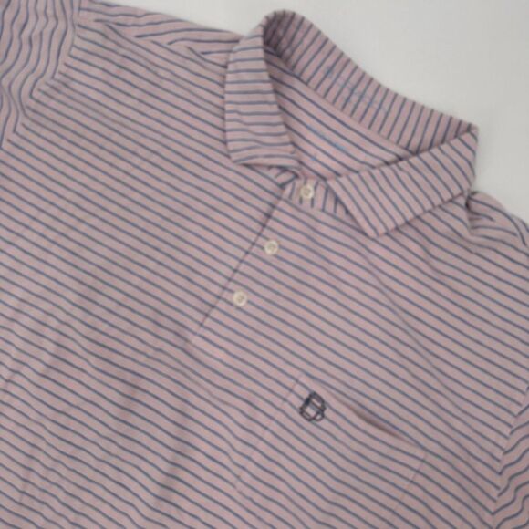 Other - B.Draddy Polo Shirt Men's‎ Large Pink Blue Striped Golf Performance Short Sleeve